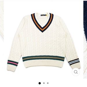 Ralph Lauren wool cashmere and cotton v-neck rugby sweater. BNWT XS